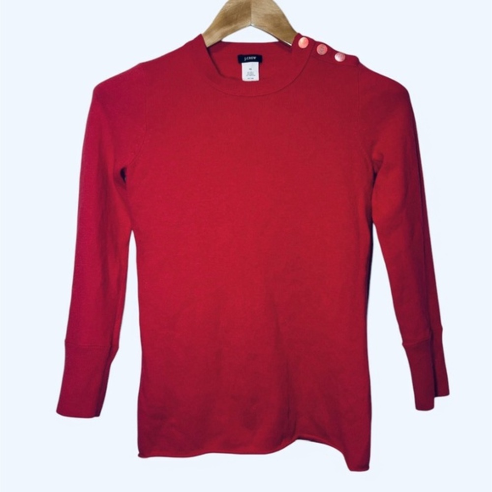 J Crew Logo Wool Cashmere Shoulder Button Detail Pullover Sweater Women Pink XS